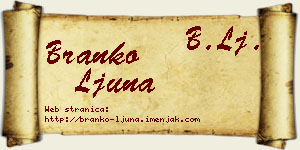 Branko Ljuna vizit kartica
